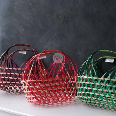 Oval Bamboo Net Basket with Handle BB4544