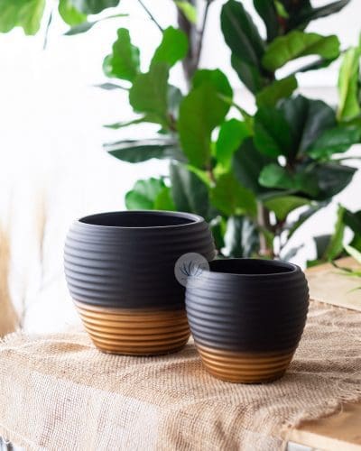 Black Gold Round Vase LWV339(L) LWV340(S) - Image 2