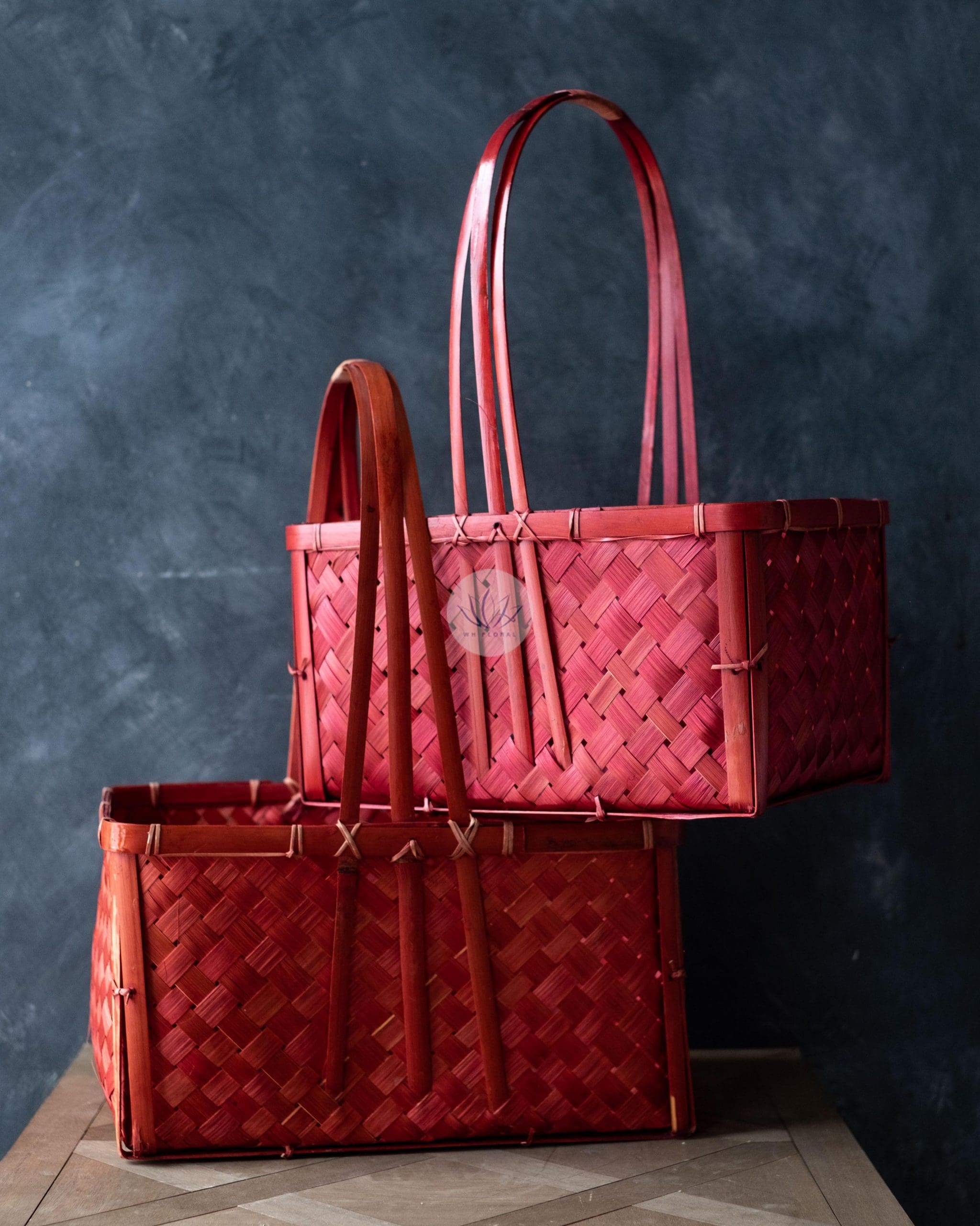 Rectangular Bamboo Basket with Handle (set of 2) ZL0177